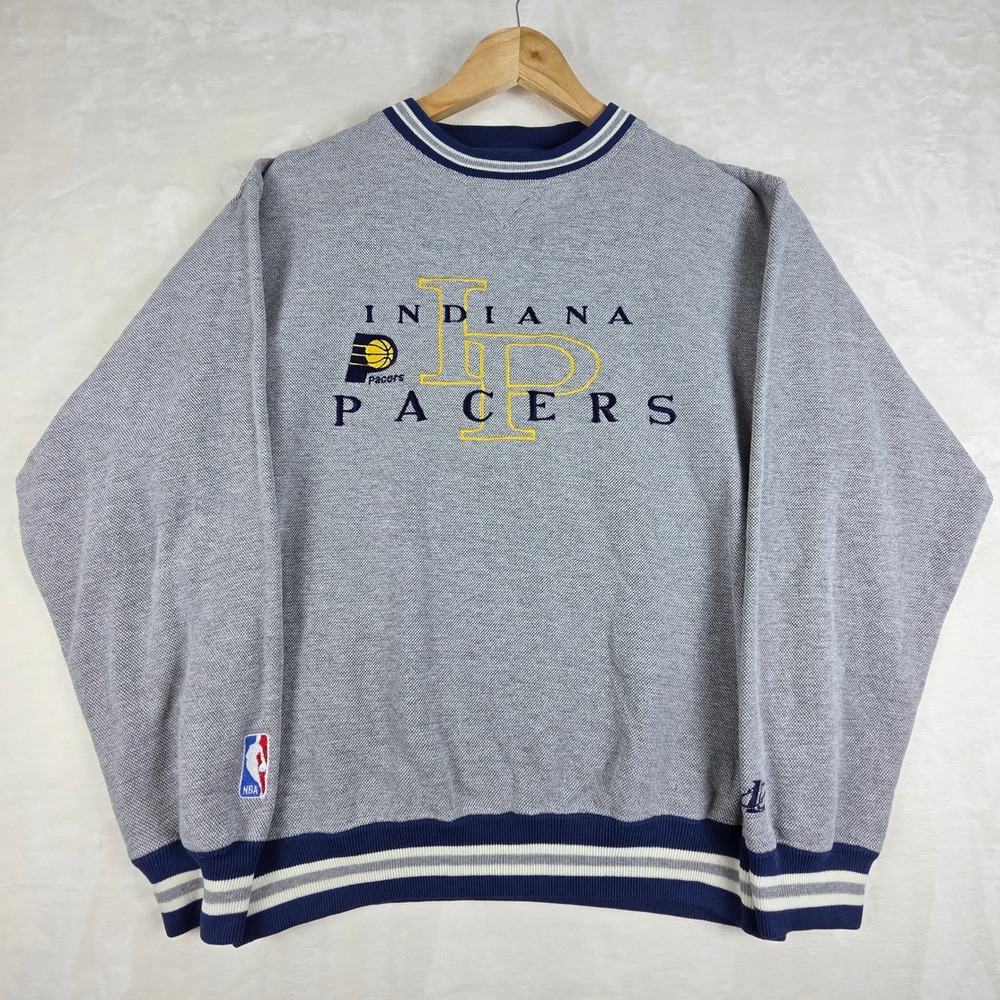 Vintage Indiana Pacers Sweatshirt Mens Medium Logo Athletic Gray 90s Embroidered